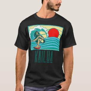 Kailua Hawaii Vintage Surfer Wave Retro Graphic T-Shirt