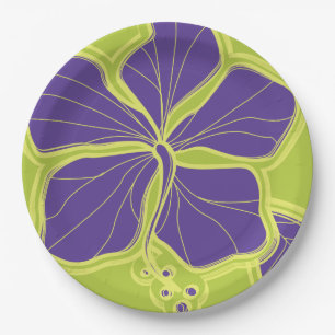 Kailua Hibiscus Hawaiian Engineered Floral Paper Plate