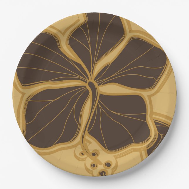 Kailua Hibiscus Hawaiian Engineered Floral Paper Plate (Front)