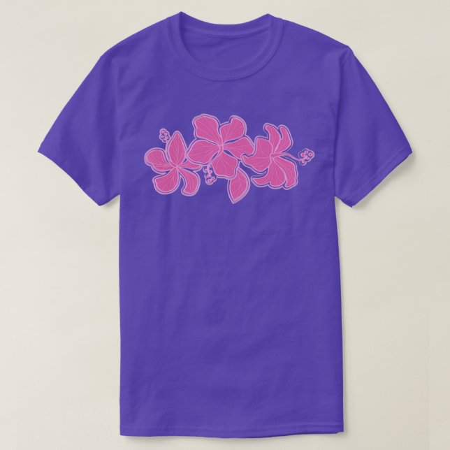 Kailua Hibiscus Hawaiian Engineered Floral Pink Te T-Shirt (Design Front)