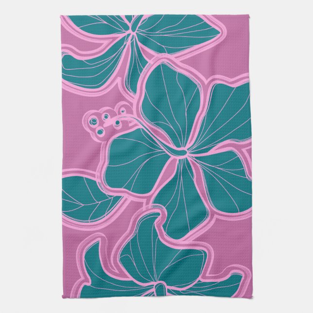 Kailua Hibiscus Hawaiian Kitchen Towel (Vertical)