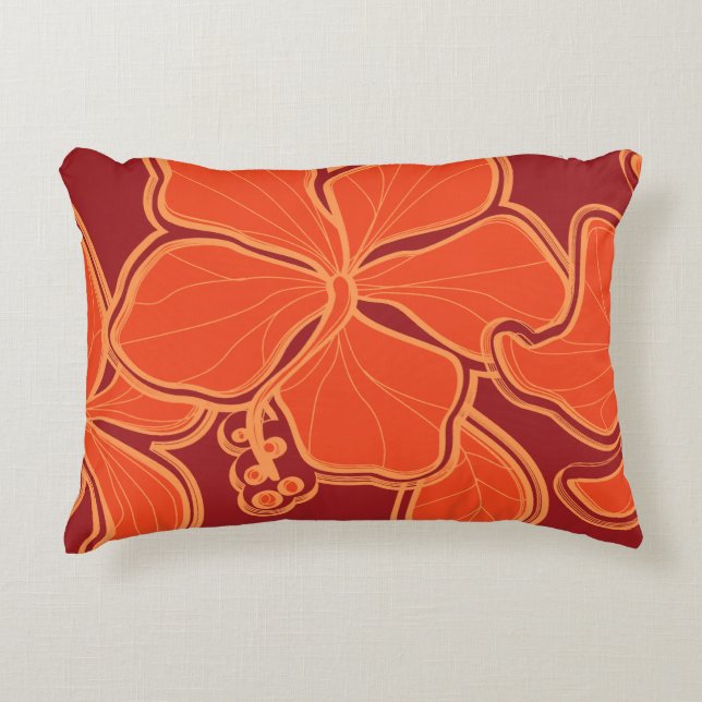 Kailua Hibiscus Hawaiian Reversible Floral Decorative Cushion (Front)