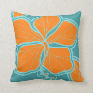 Kailua Hibiscus Hawaiian Reversible Square Pillow