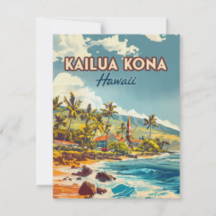 Kailua Kona Hawaii Big Island Beach Vintage Card