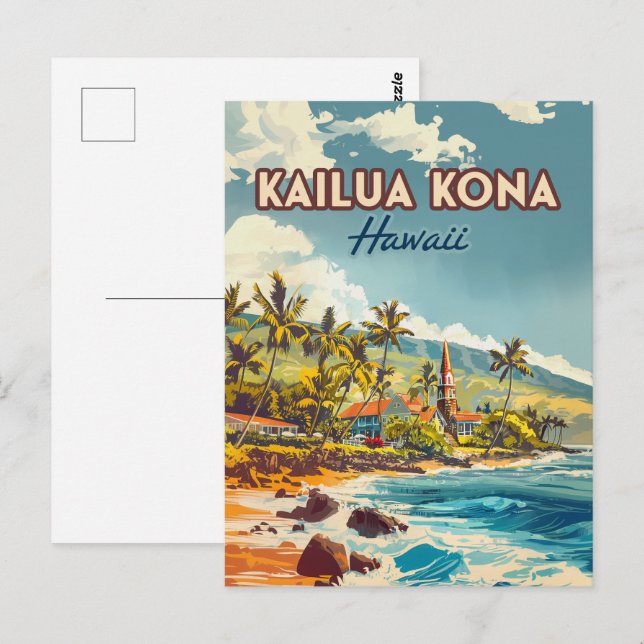 Kailua Kona Hawaii Big Island Beach Vintage Postcard (Front/Back)