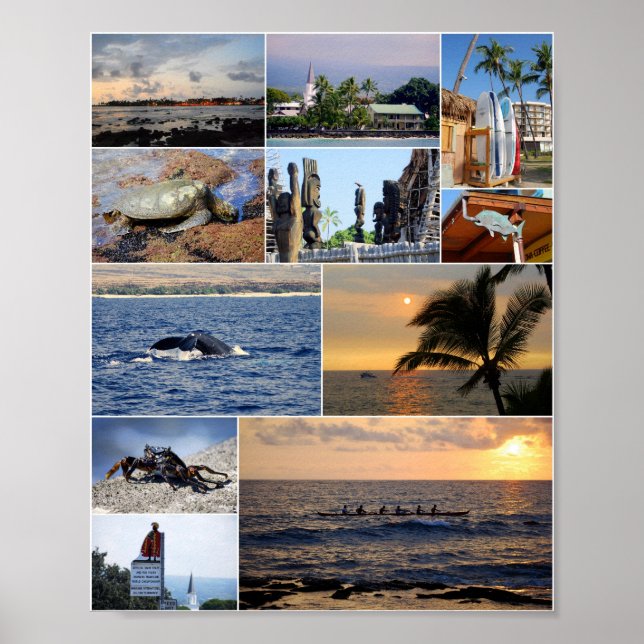 Kailua Kona Hawaii Collage 8 X 10 Poster (Front)