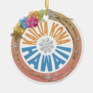 Kailua Kona Hawaii holiday hibiscus ornament