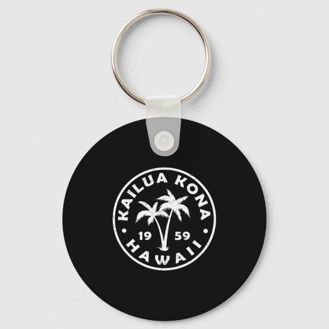 Kailua-kona Hawaii Palm Tree Mens Womens Girls Boy Key Ring (Front)