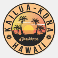 Kailua Kona Hawaii Retro Sunset 60s Souvenirs