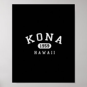 Kailua-kona Hawaii Retro Varsity Arched Text Vinta Poster