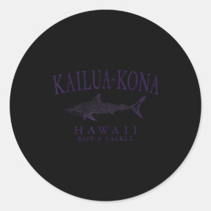 Kailua - kona hawaii shark vintage plum art classic round sticker