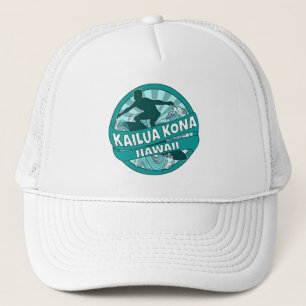 Kailua Kona Hawaii teal surfer logo hat