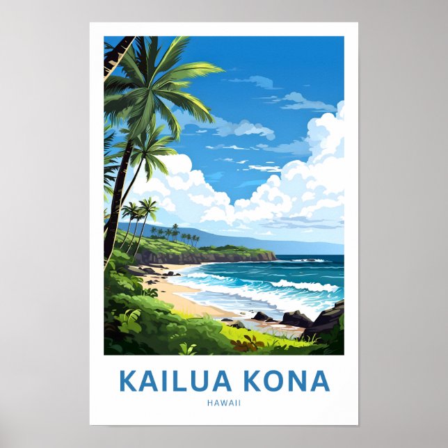 Kailua Kona Hawaii Travel Print (Front)