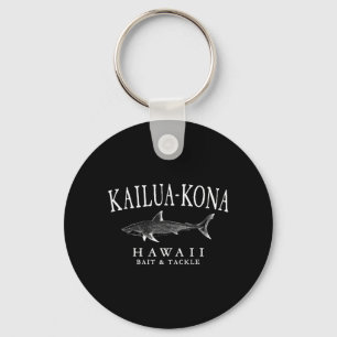 Kailua - Kona Hawaii Vintage Shark White Art Key Ring