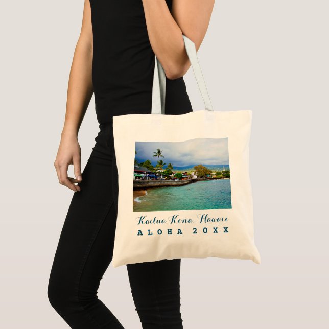 Kailua Kona Pier Hawaii Oil Paint Art Trip Year Tote Bag (Front (Product))