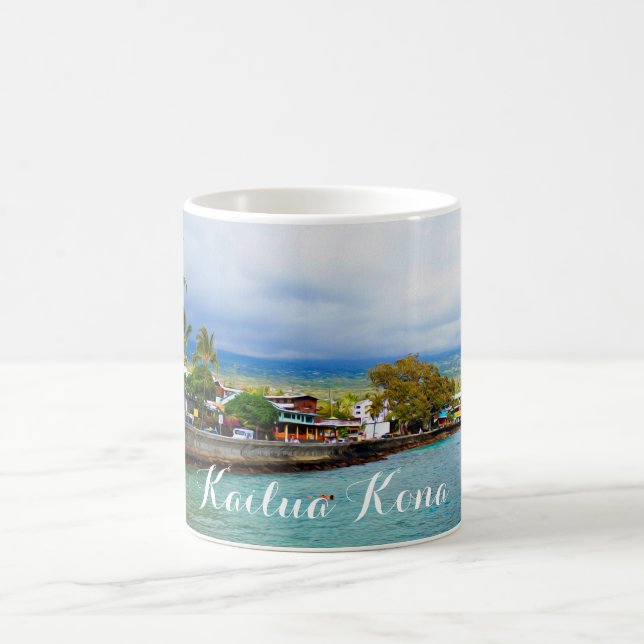 Kailua Kona Pier Hawaii Oil Paint Digital Art Coffee Mug (Center)