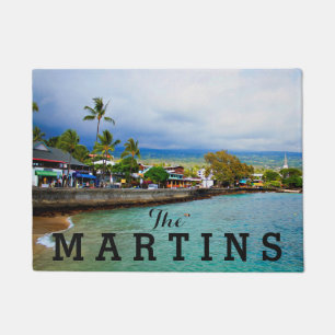 Kailua Kona Pier Hawaii Oil Paint Digital Art Doormat