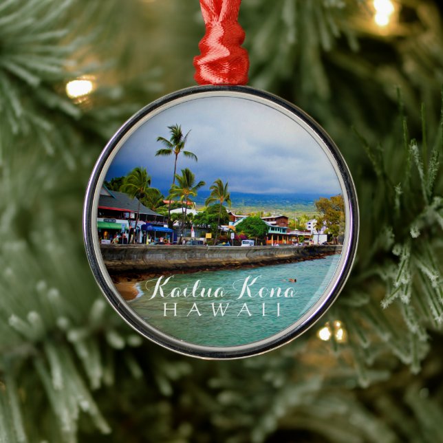 Kailua Kona Pier Hawaii Oil Paint Digital Art Metal Tree Decoration (Tree)