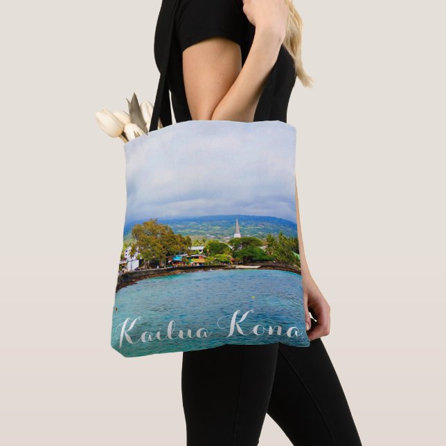 Kailua Kona Pier Hawaii Oil Paint Digital Art Tote Bag (Close Up)