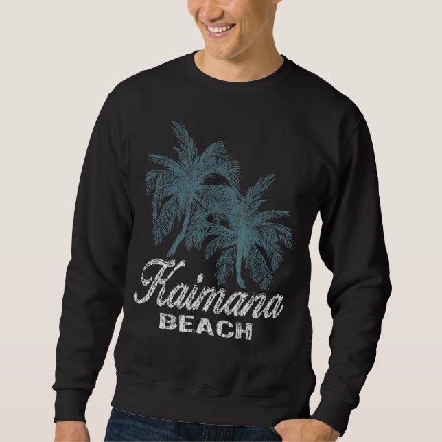 Kaimana Beach Hawaii Two Big Palms Sweatshirt (Front)
