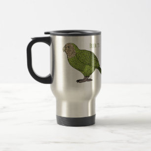 Kakapo bird card illustration travel mug