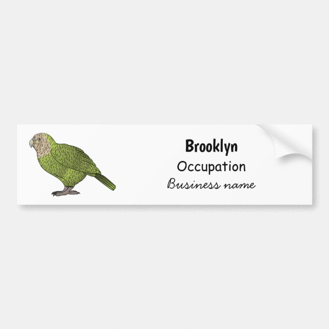 Kakapo bird cartoon illustration bumper sticker (Front)