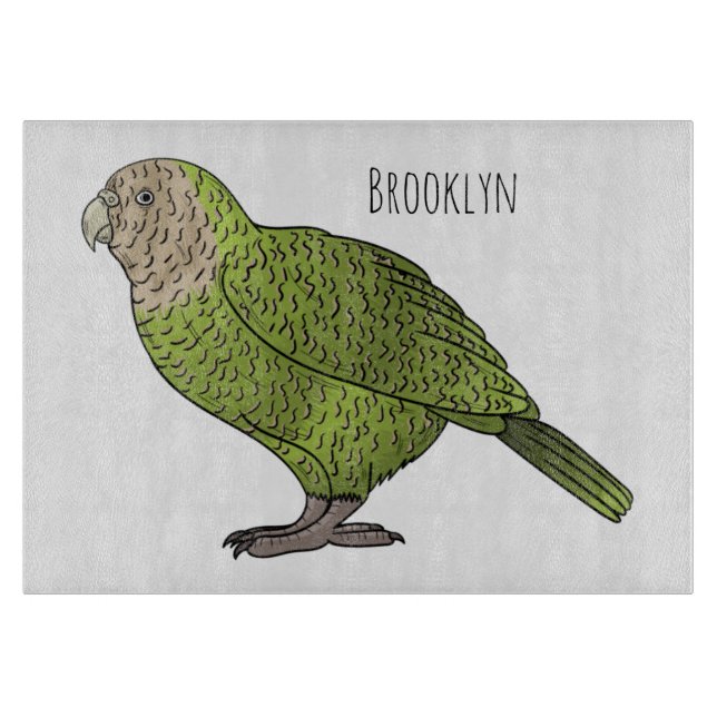 Kakapo bird cartoon illustration  cutting board (Front)