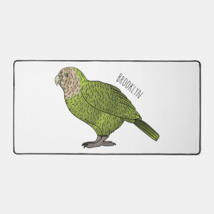Kakapo bird cartoon illustration desk mat