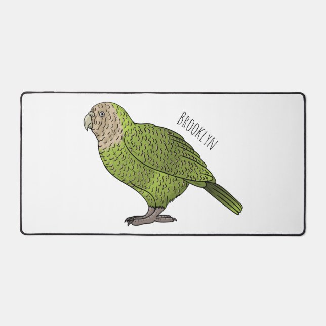 Kakapo bird cartoon illustration  desk mat (Front)