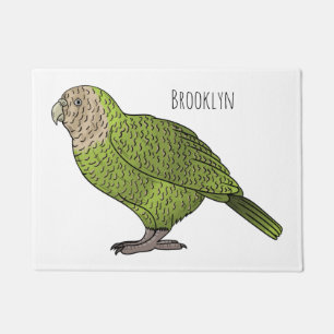 Kakapo bird cartoon illustration doormat