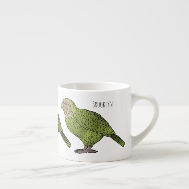 Kakapo bird cartoon illustration  espresso cup (Right)