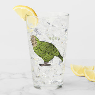 Kakapo bird cartoon illustration glass