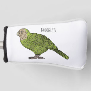 Kakapo bird cartoon illustration golf head cover