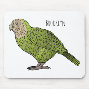 Kakapo bird cartoon illustration mouse mat