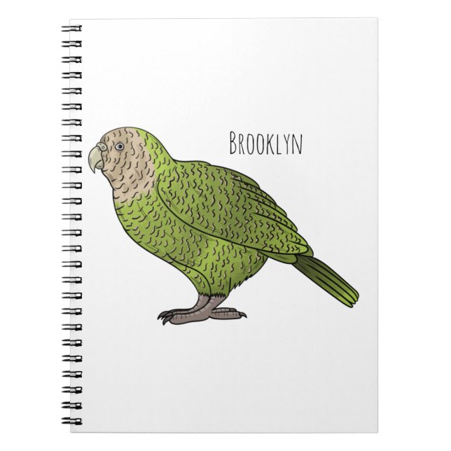 Kakapo bird cartoon illustration notebook (Front)
