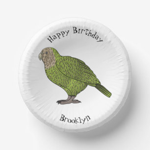 Kakapo bird cartoon illustration  paper plate