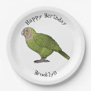 Kakapo bird cartoon illustration paper plate