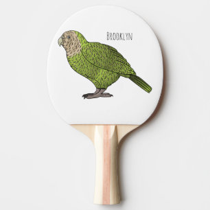 Kakapo bird cartoon illustration  ping pong paddle
