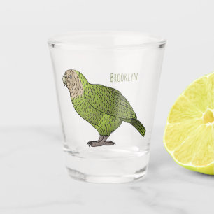 Kakapo bird cartoon illustration  shot glass