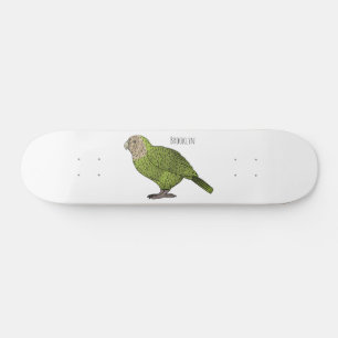 Kakapo bird cartoon illustration skateboard