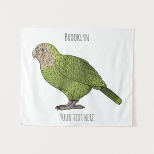 Kakapo bird cartoon illustration tapestry