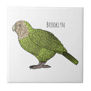 Kakapo bird cartoon illustration tile