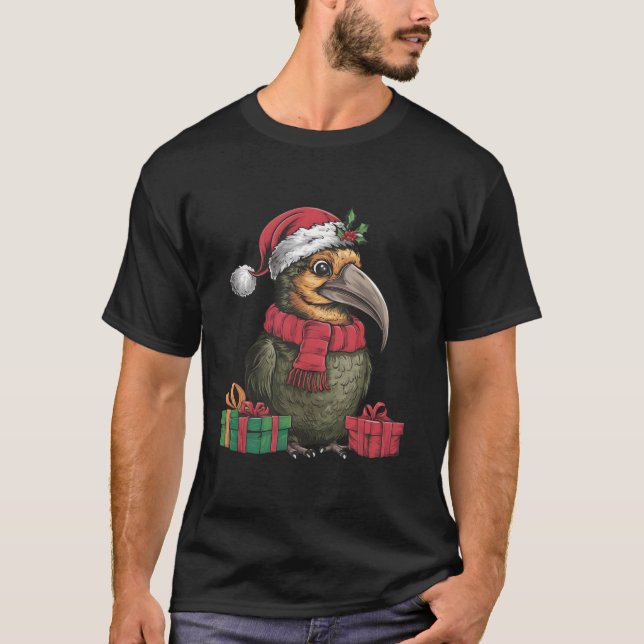 Kakapo Bird Lover Xmas Holiday Santa Kakapo Christ T-Shirt (Front)