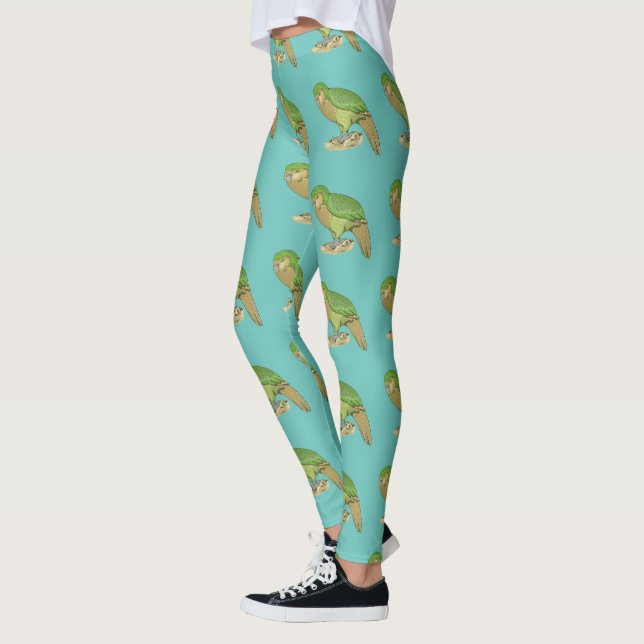 Kakapo illustration leggings (Left)
