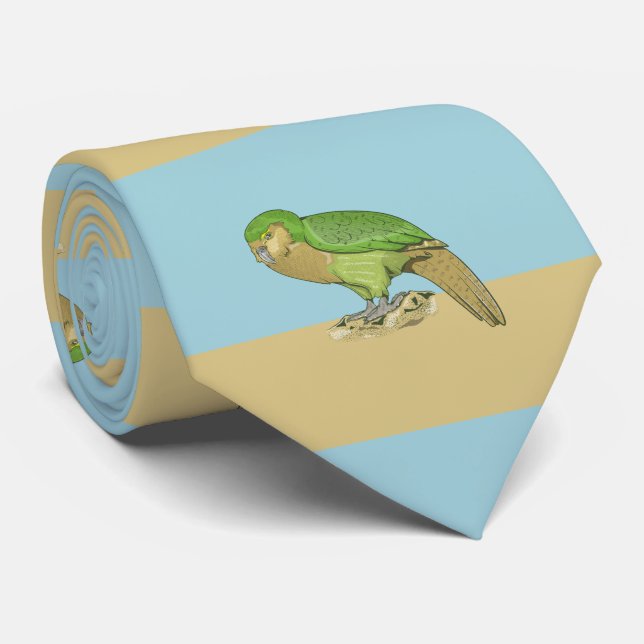Kakapo illustration tie (Rolled)