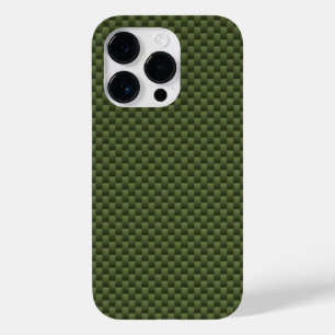 Kaki Green Carbon Fibre Automotive Texture Case-Mate iPhone 14 Pro Case