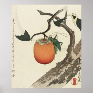 Kakifrucht with Grasshopper by Hokusai Poster