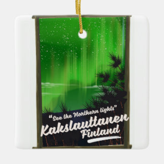 Kakslauttanen finland travel poster ceramic tree decoration