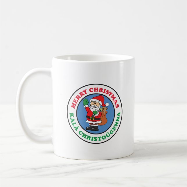 Kala Christougenna Greek Christmas Santa Coffee Mug (Left)