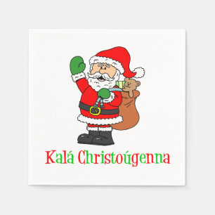 Kala Christougenna Greek Christmas Santa Napkins